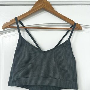 Good American Ribbed Sports Bra - Dark Gray